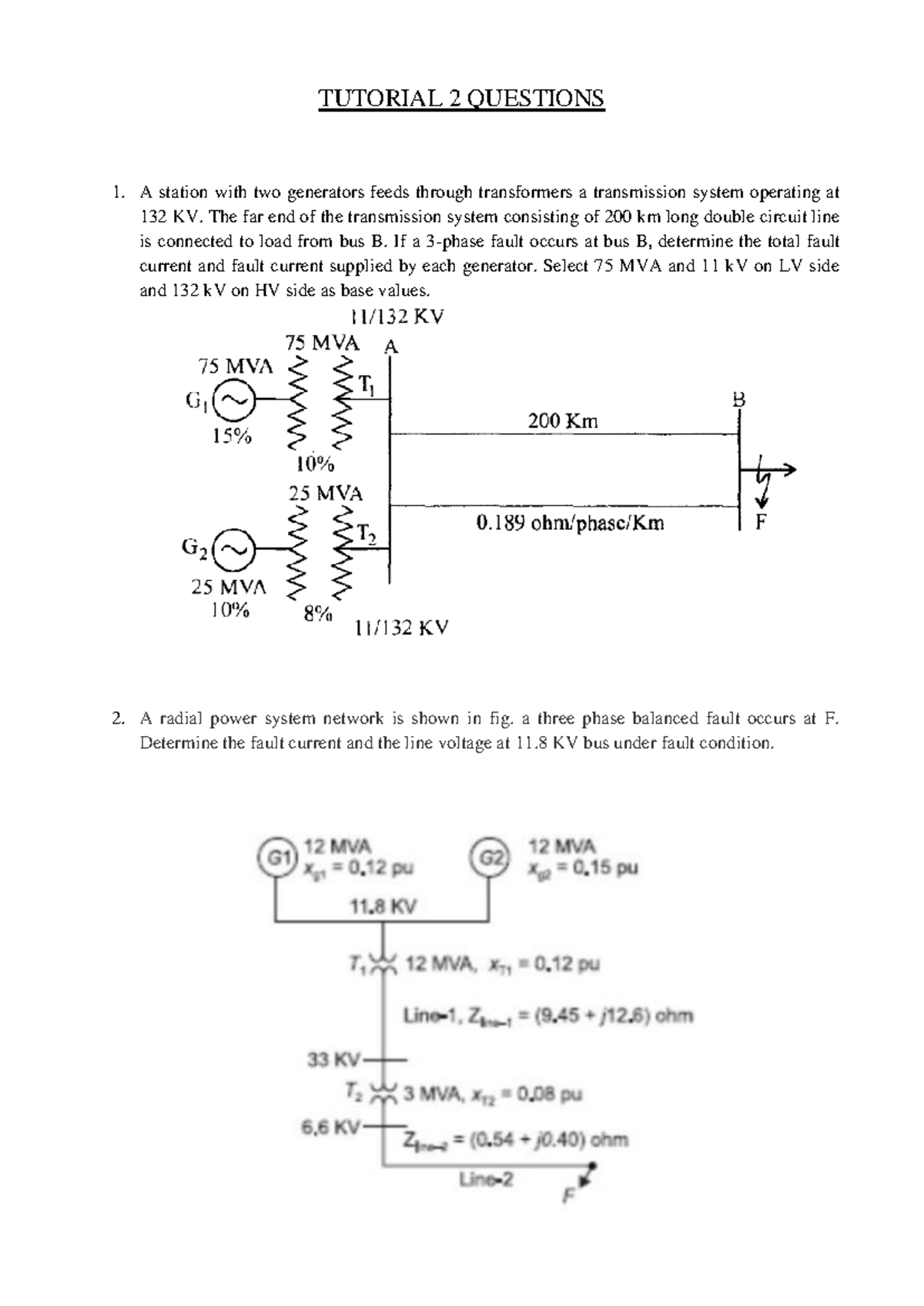 PS2 tutorial - dfv - TUTORIAL 2 QUESTIONS A station with two generators ...