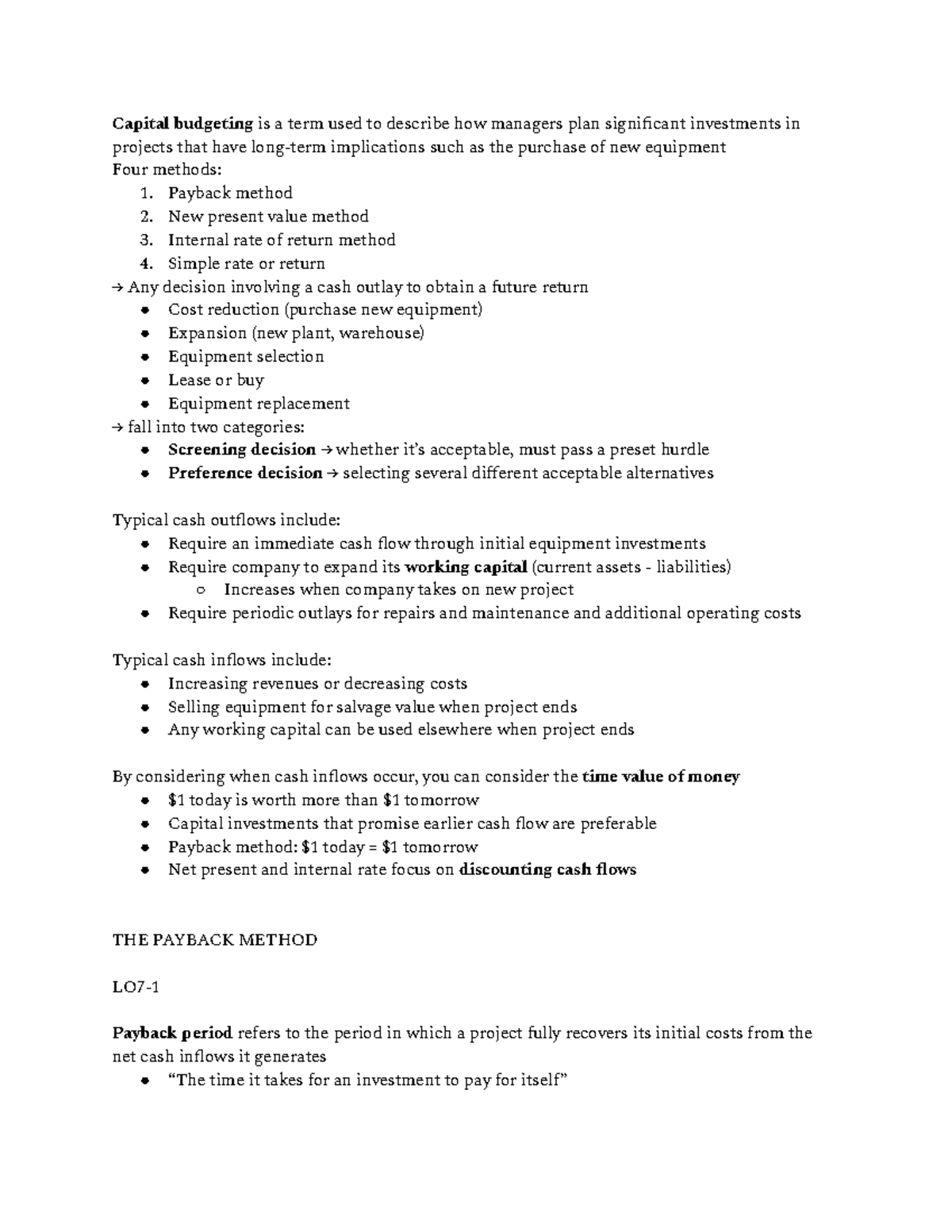 A202 Ch. 7 Capital Budgeting Notes - Capital budgeting is a term used ...