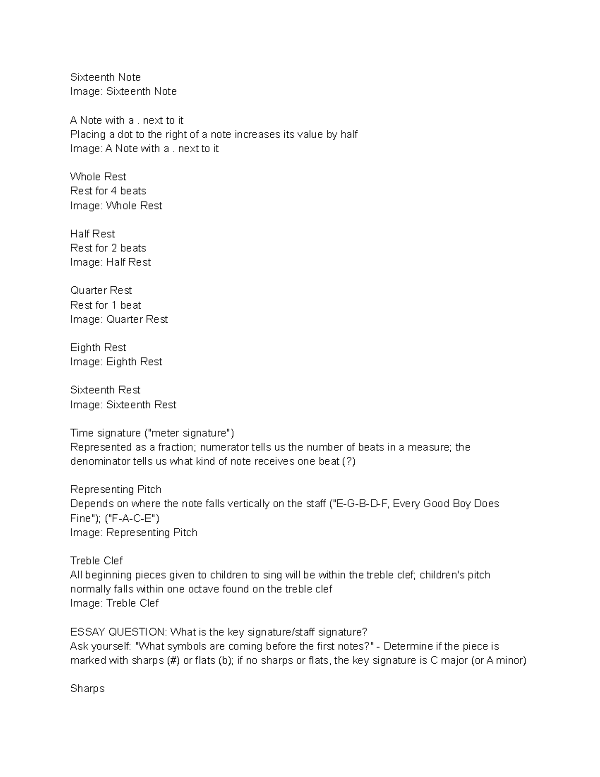 M6 - art and society study guide- Warner - Sixteenth Note Image ...