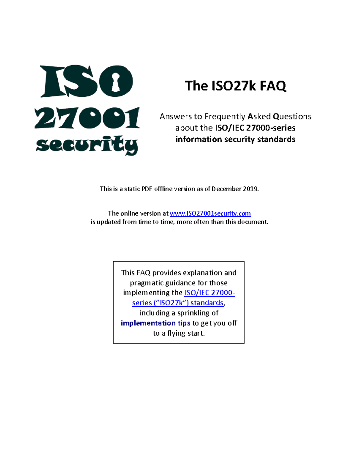 ISO27k FAQ - data about information security - The ISO27k FAQ Answers ...