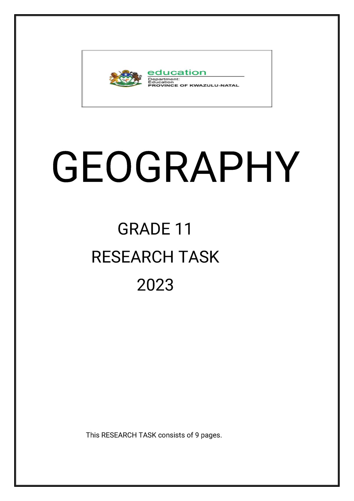 geography grade 11 research project term 1 2023