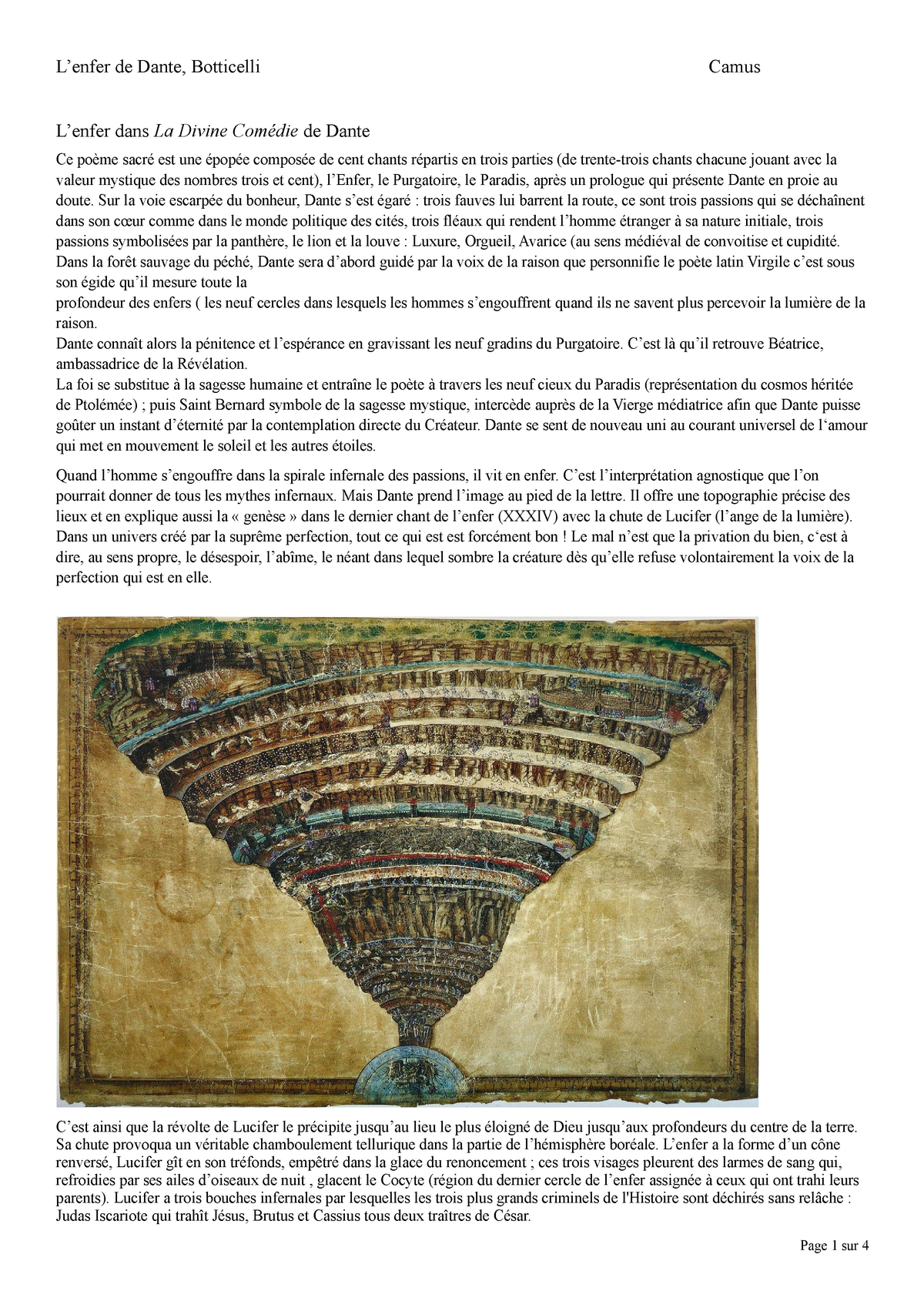 L’enfer de Dante, Botticelli : notes pour la compréhension de La Chute ...
