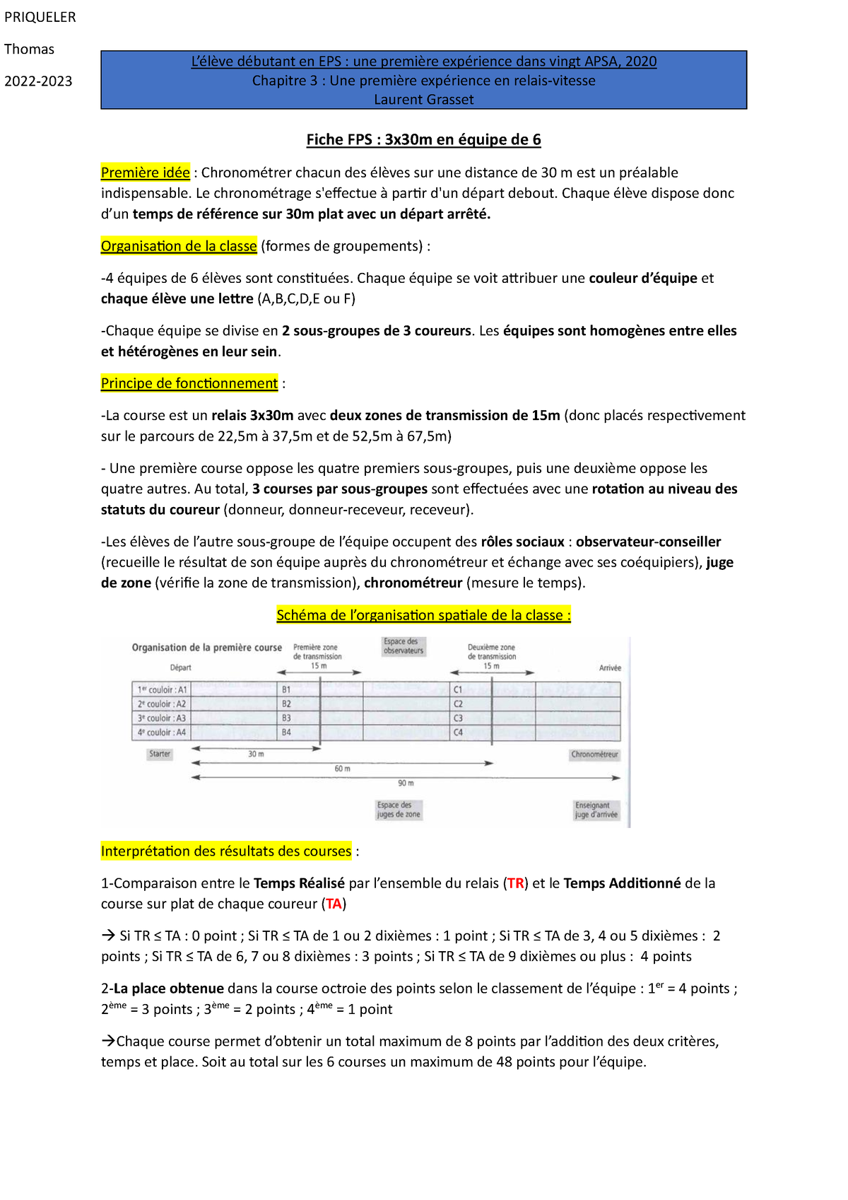 Fiche Cycle 3 Relais Vitesse Forme De Pratique 3x30m - L’élève Débutant ...