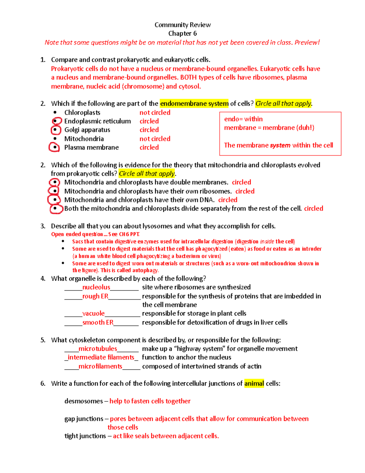 CH 6 answers biology - Tests - Community Review Chapter 6 Note that ...