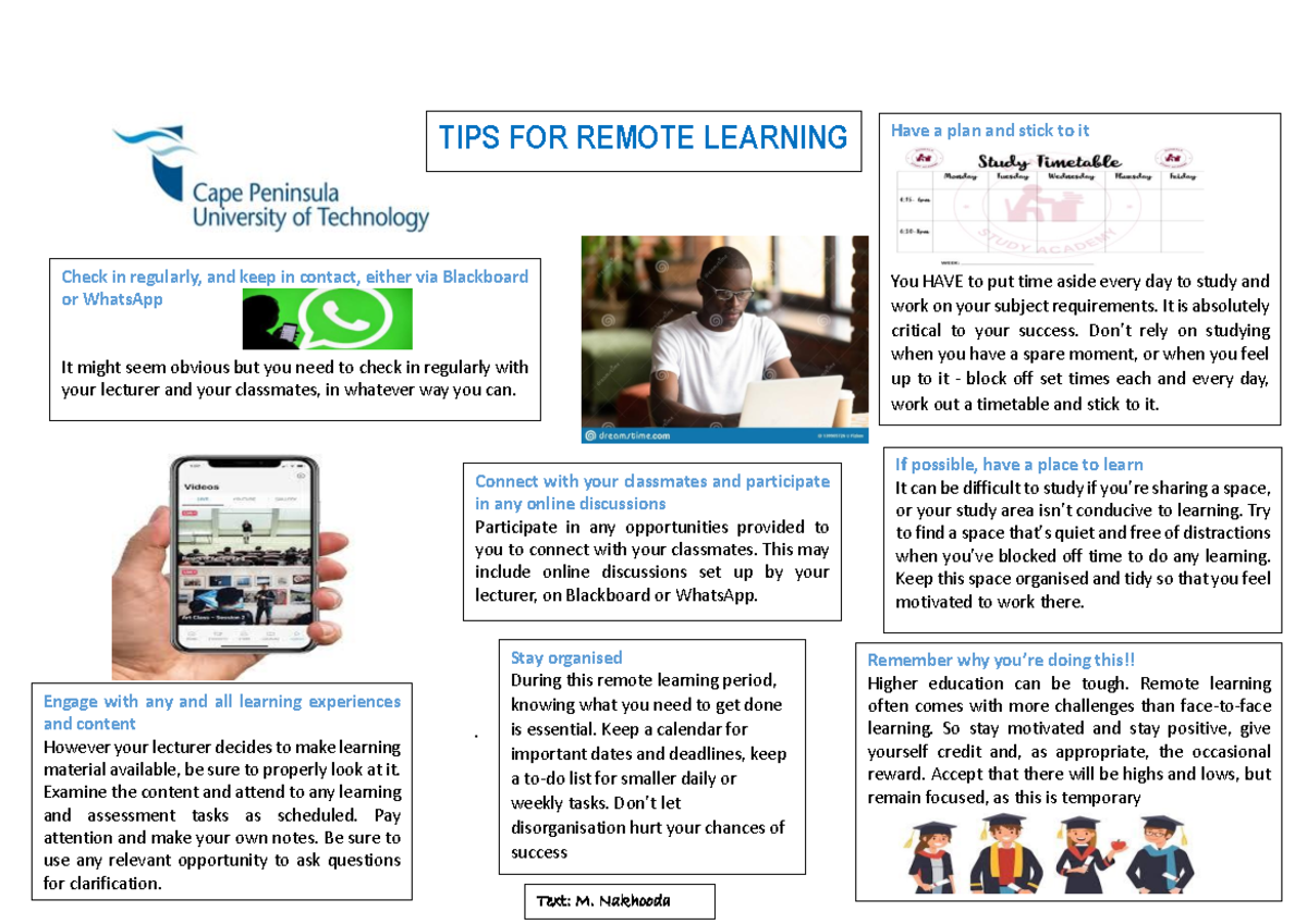 Tipsfor Remote Learning - . TIPS FOR REMOTE LEARNING . Check In ...