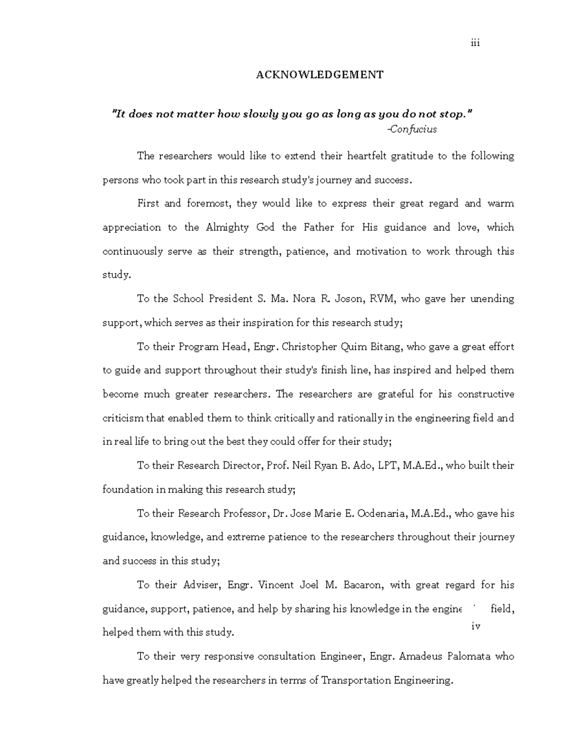 Acknowledgement format - ACKNOWLEDGEMENT 