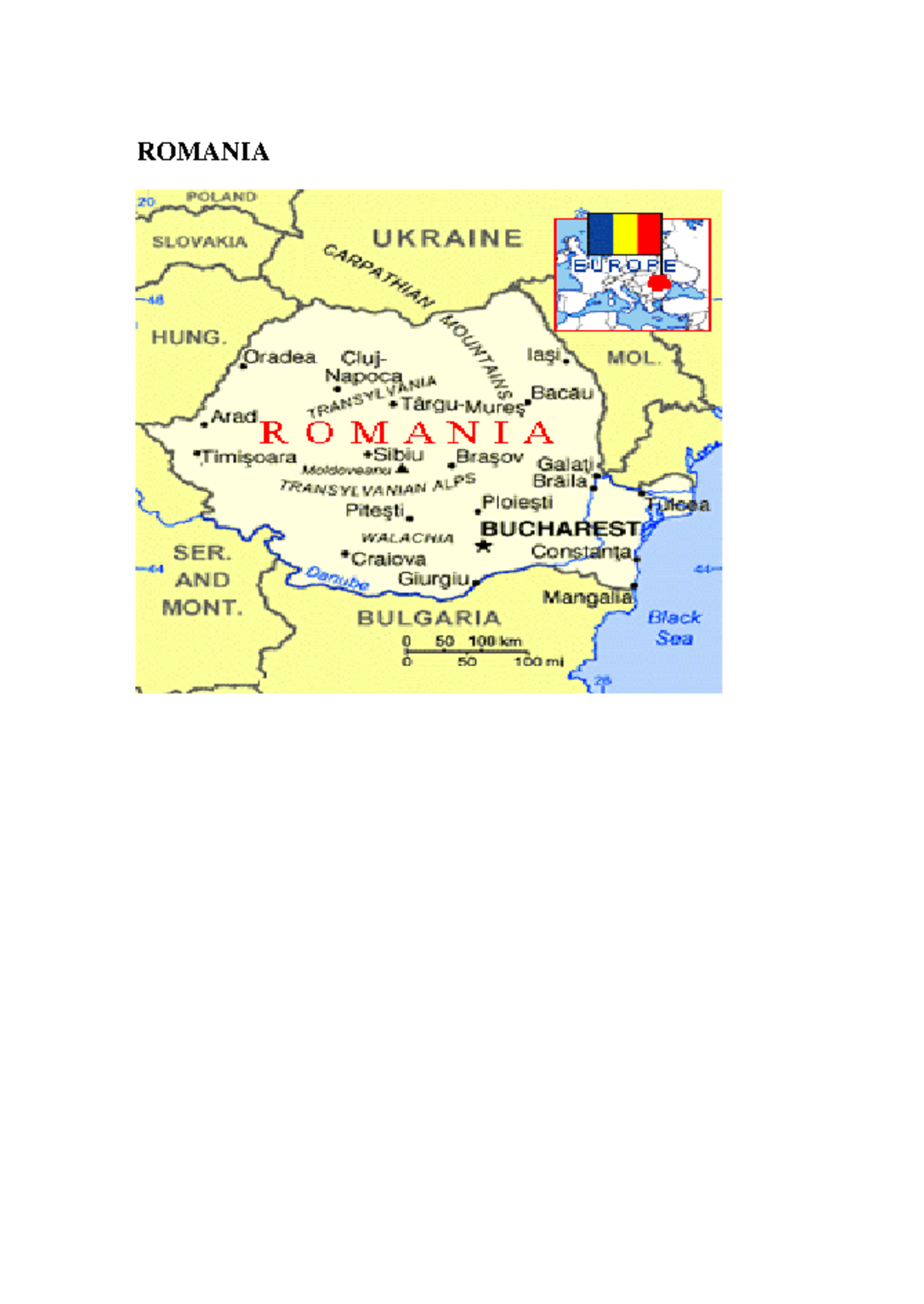 Profilo Romania ROMANIA Informazioni generali Dati demografici