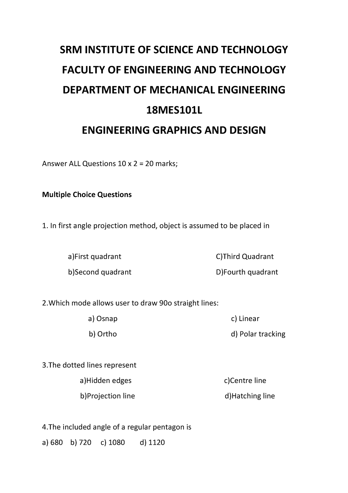 engineering graphics assignment