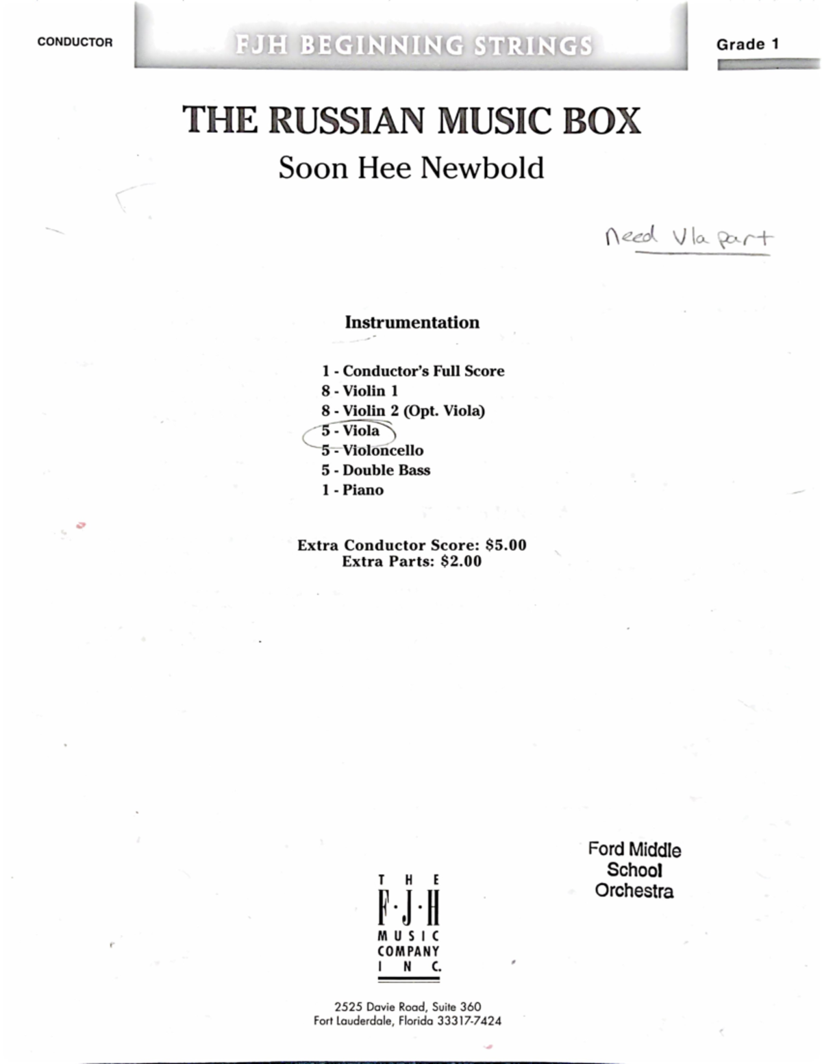 The Russian Music Box CONDUCTOR FJHI BEGINNING STRINIGS THE RUSSIAN