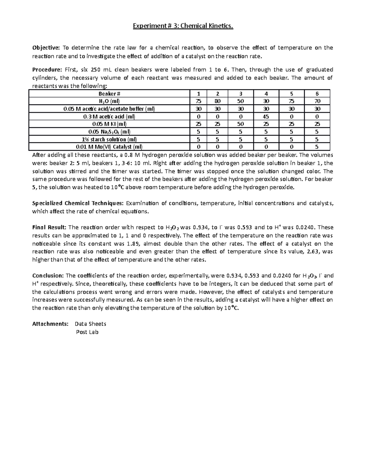 Lab 03 Chemical Experiment 3 Chemical