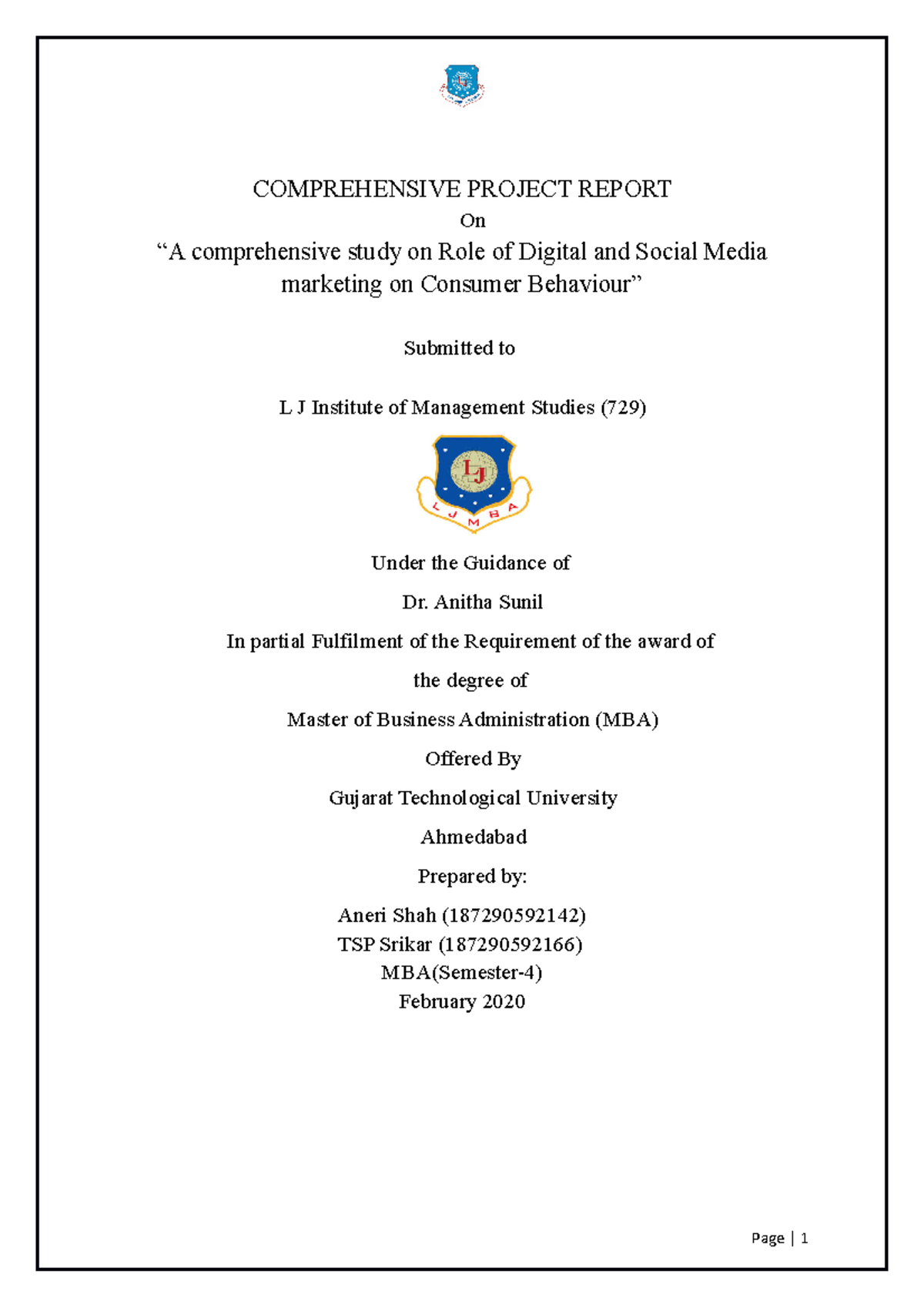 Comprehensive Project Report A comprehen - COMPREHENSIVE PROJECT REPORT ...