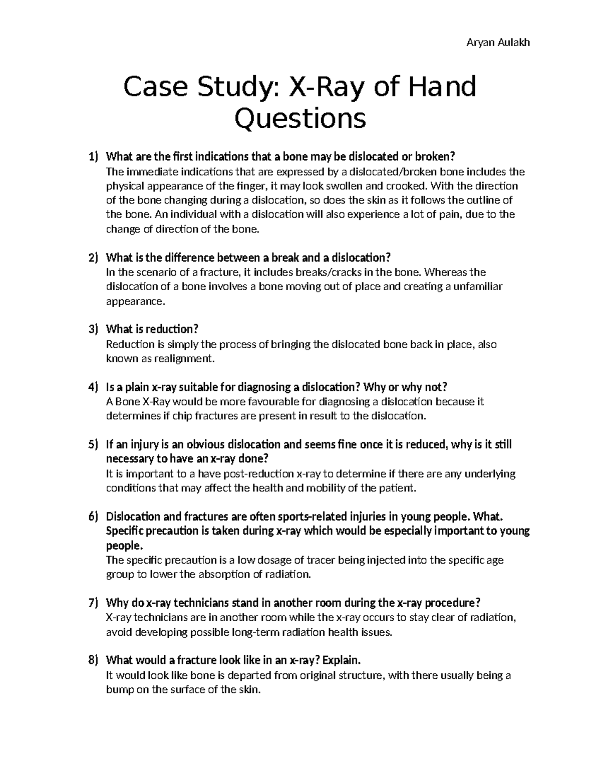 Case Study Xray ujuuubibubibi Aryan Aulakh Case Study XRay of