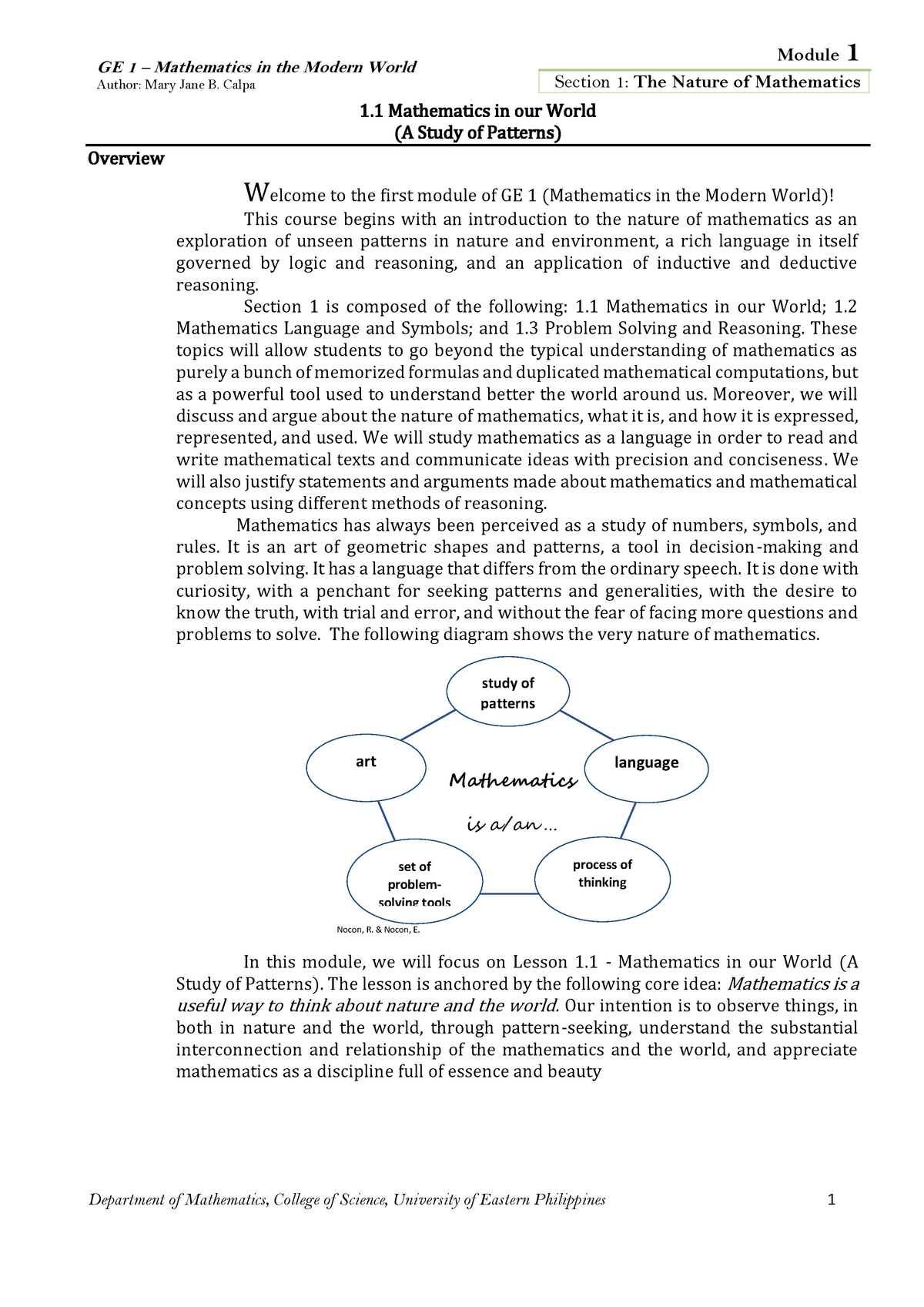 Module 1 - Mathematics For The Modern World - Business Administration ...