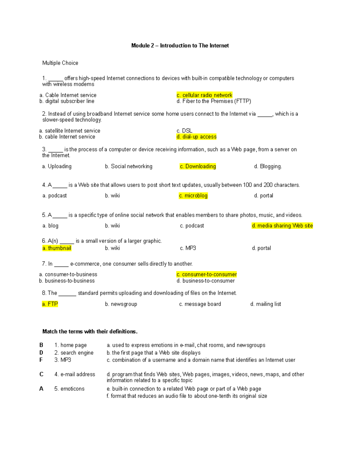 Module 2 - IT ASSIGNMENT - Module 2 – Introduction to The Internet ...