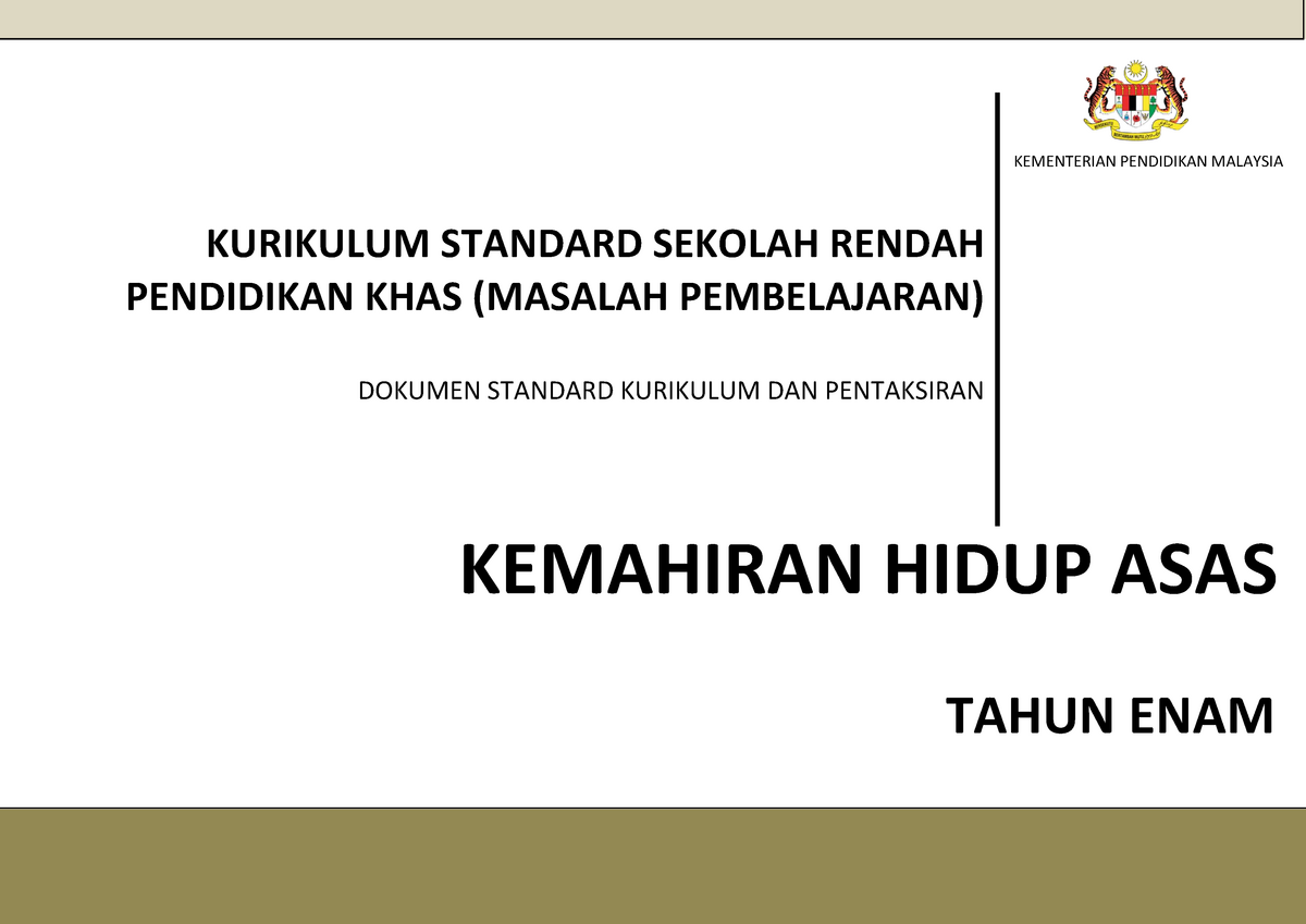 Dskp Kemahiran Hidup Asas Kssr Pkhas Masalah Pembelajaran Tahun 6 Studocu