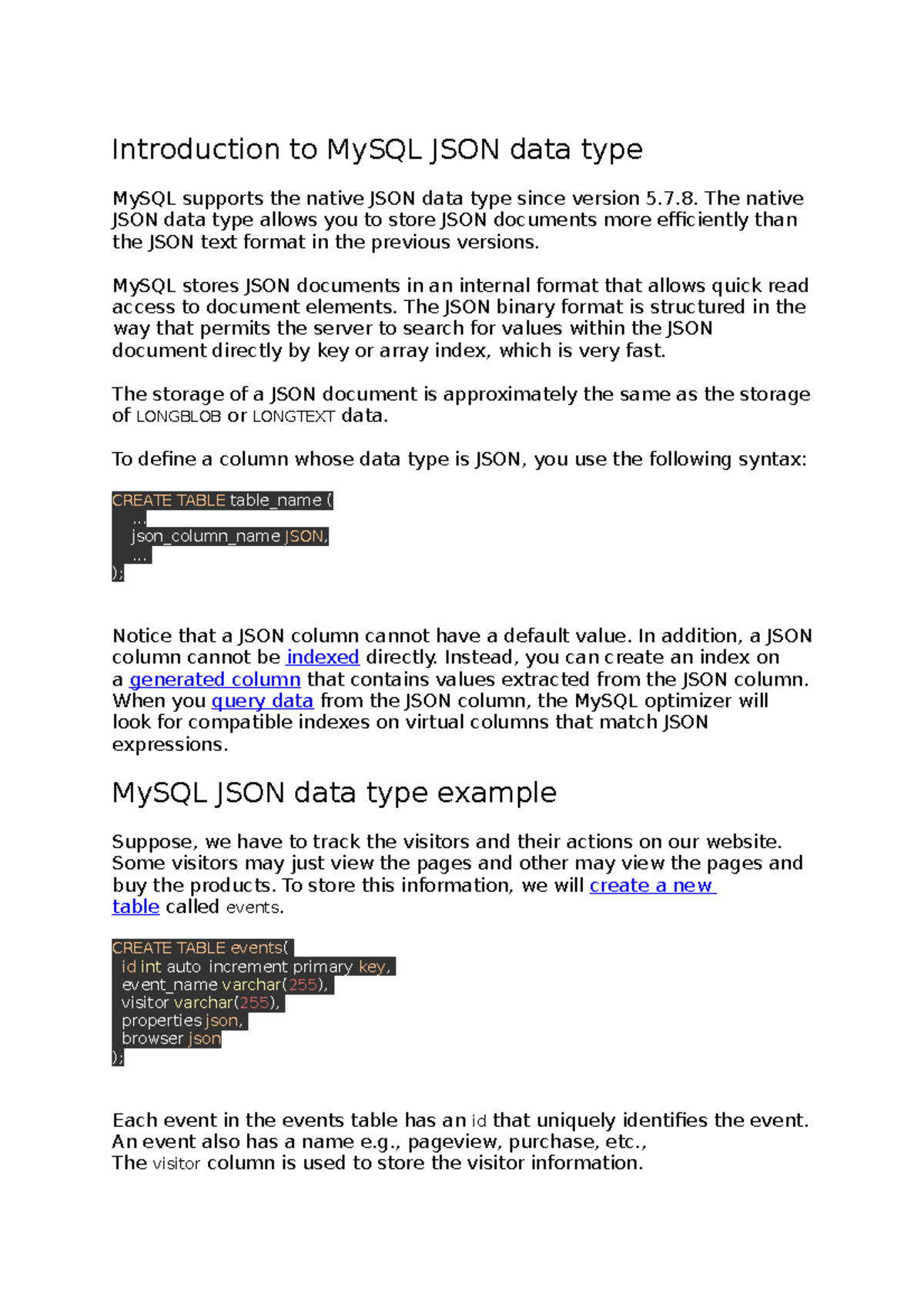Advanced Queries in Databases - Introduction to MySQL JSON data type ...