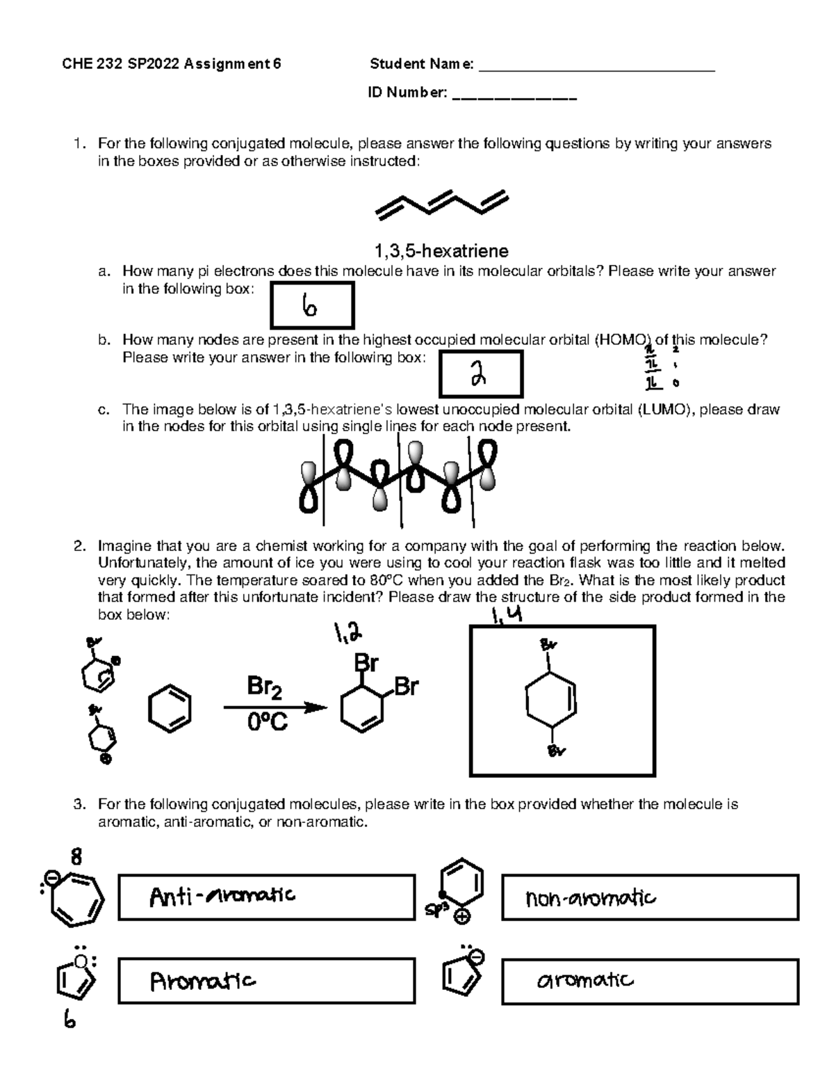 CHE 232 Homework+Assignment+6-conjugated+dienes - CHE 232 - Studocu