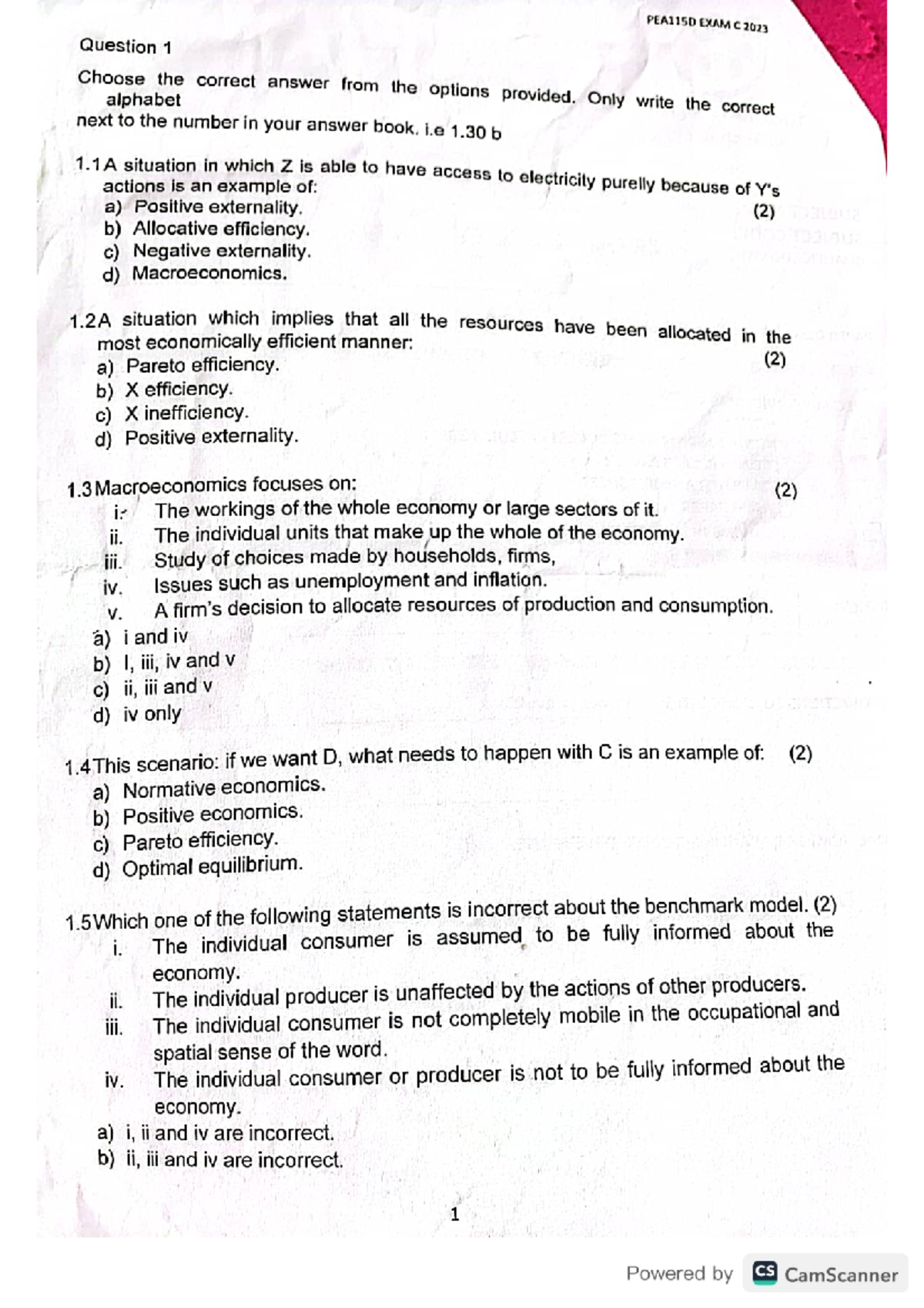Jessica file pea - assist past paper - PEA115D EXAM C 2023 Question 1 ...