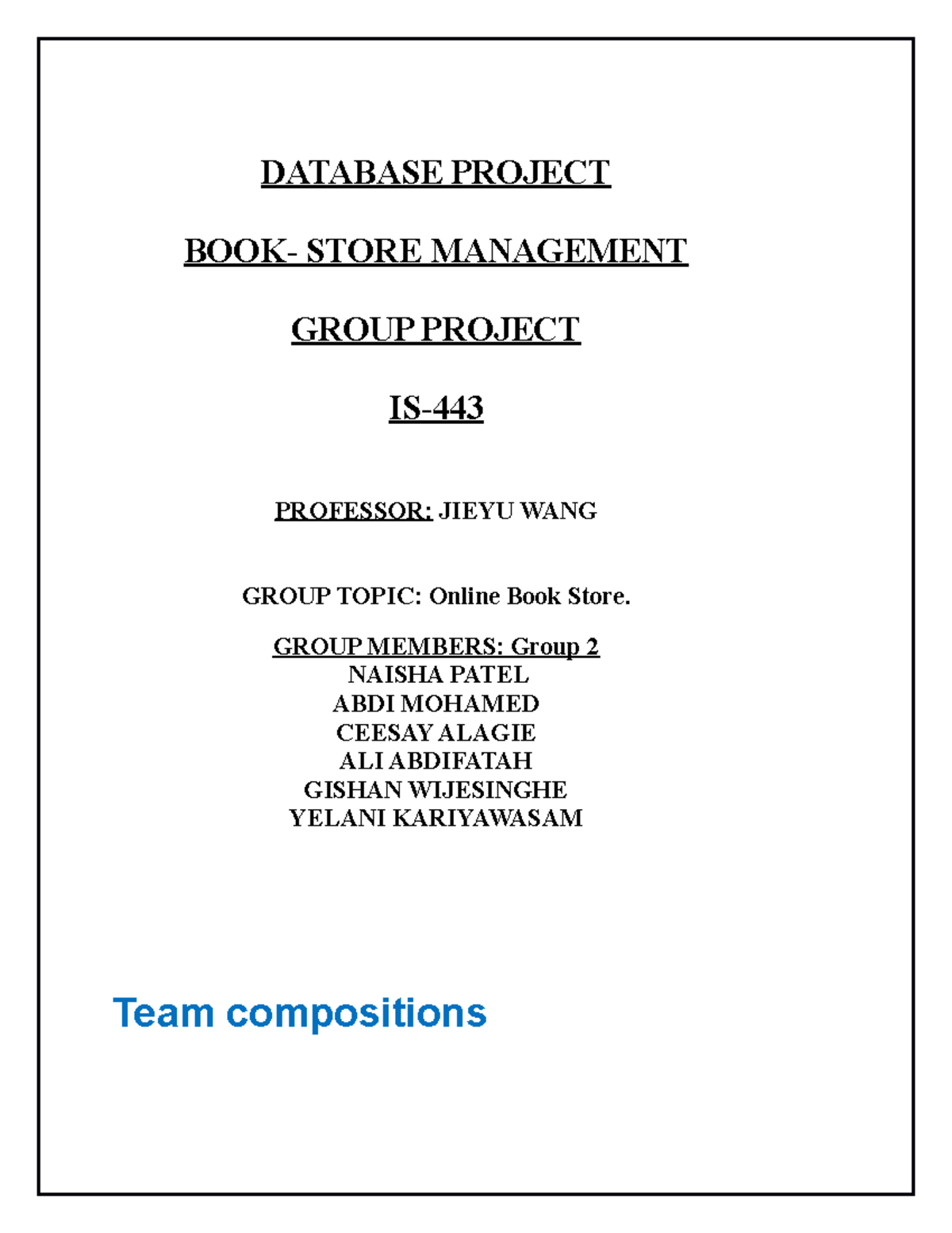 Database Project - DATABASE PROJECT BOOK- STORE MANAGEMENT GROUP ...