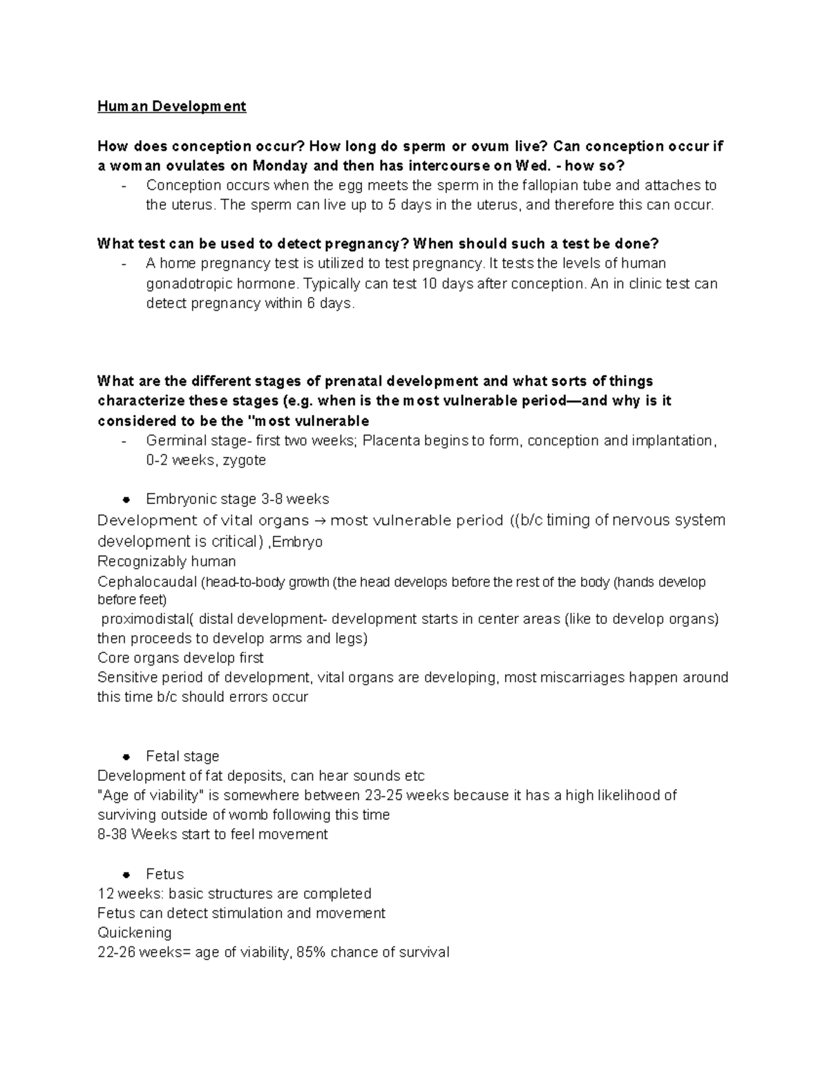 final exam prep notes Human Development How does conception occur