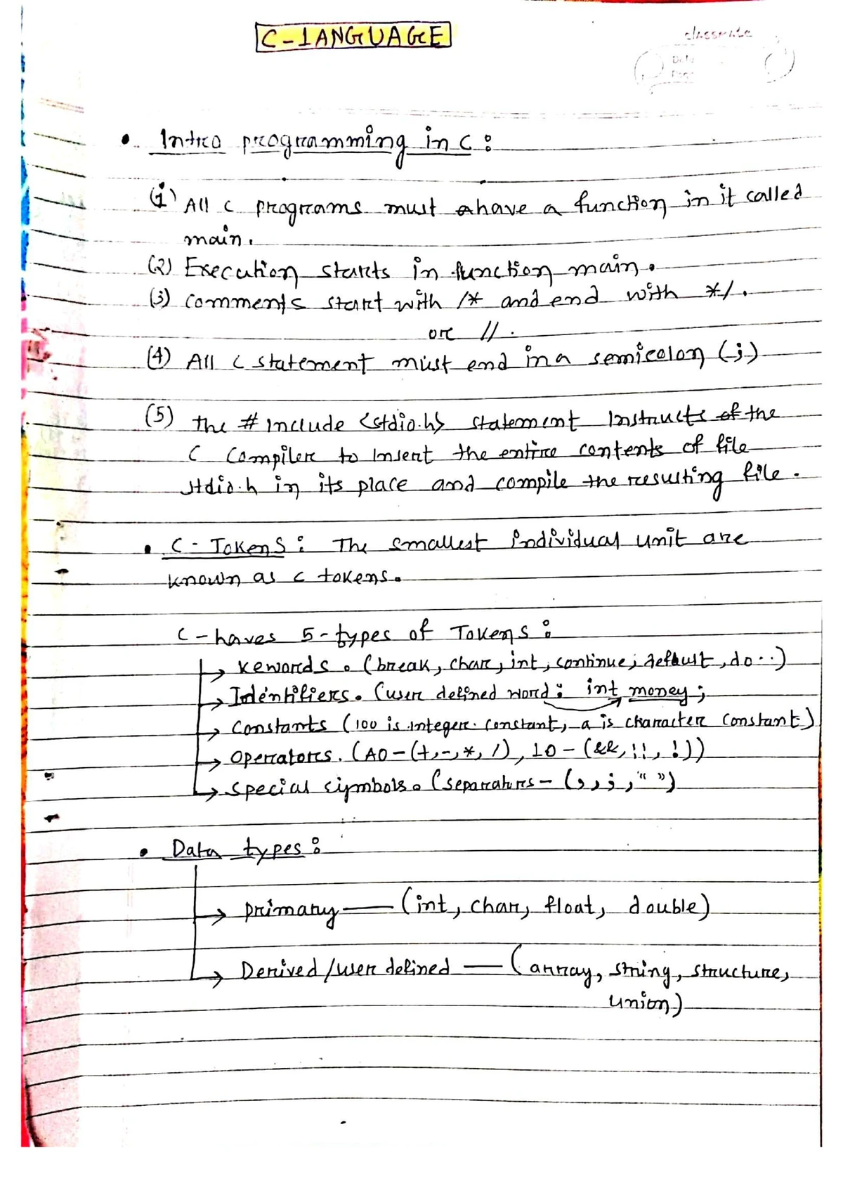 C Programming Notes - Lecture Note: 1 Introduction to C C is a ...