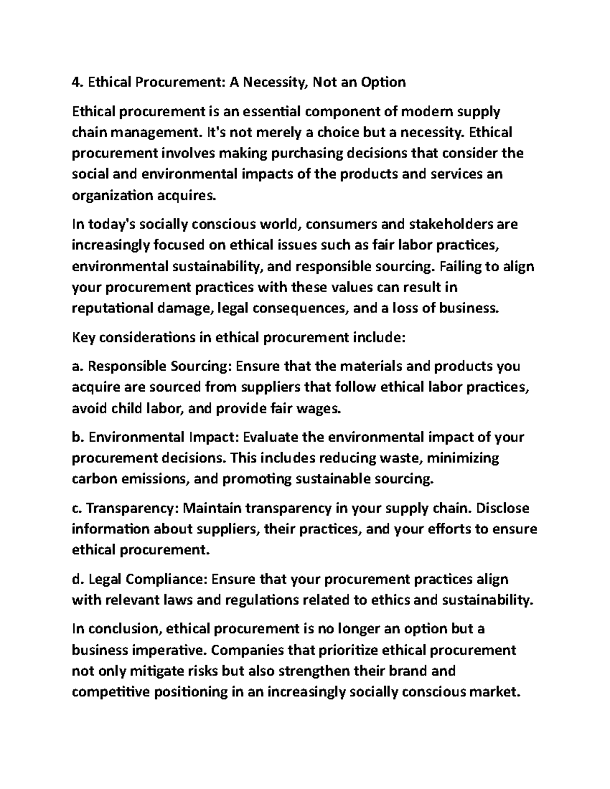 Ethical Procurement - A Necessity, Not an Option - Ethical Procurement ...