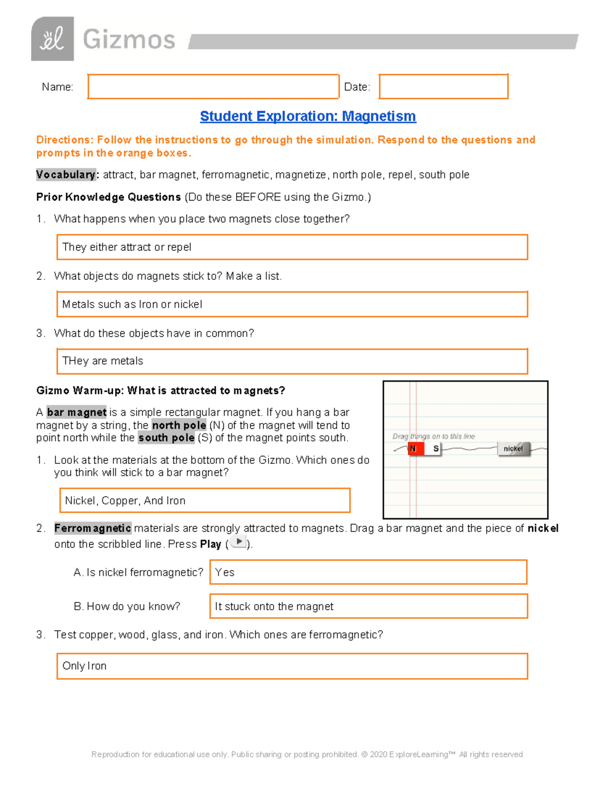 Copy of Gizmo Name Date Student Exploration
