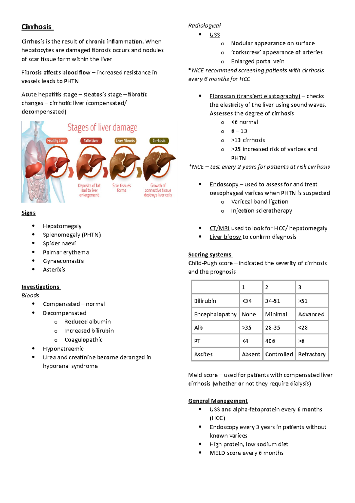 Liver Cirrhosis - Summary notes - Cirrhosis Cirrhosis is the result of ...