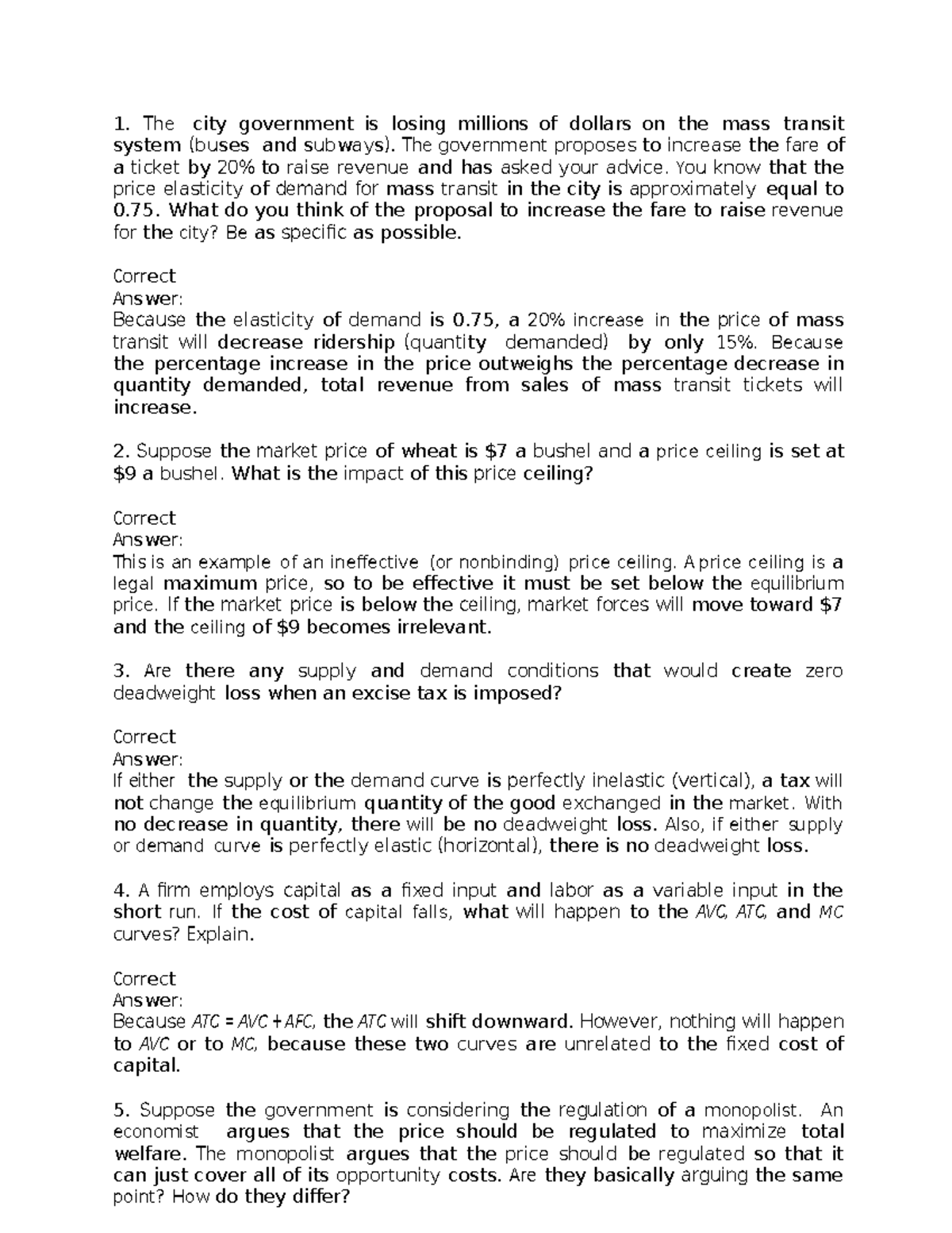 Short essay question examples with ans The city government is losing