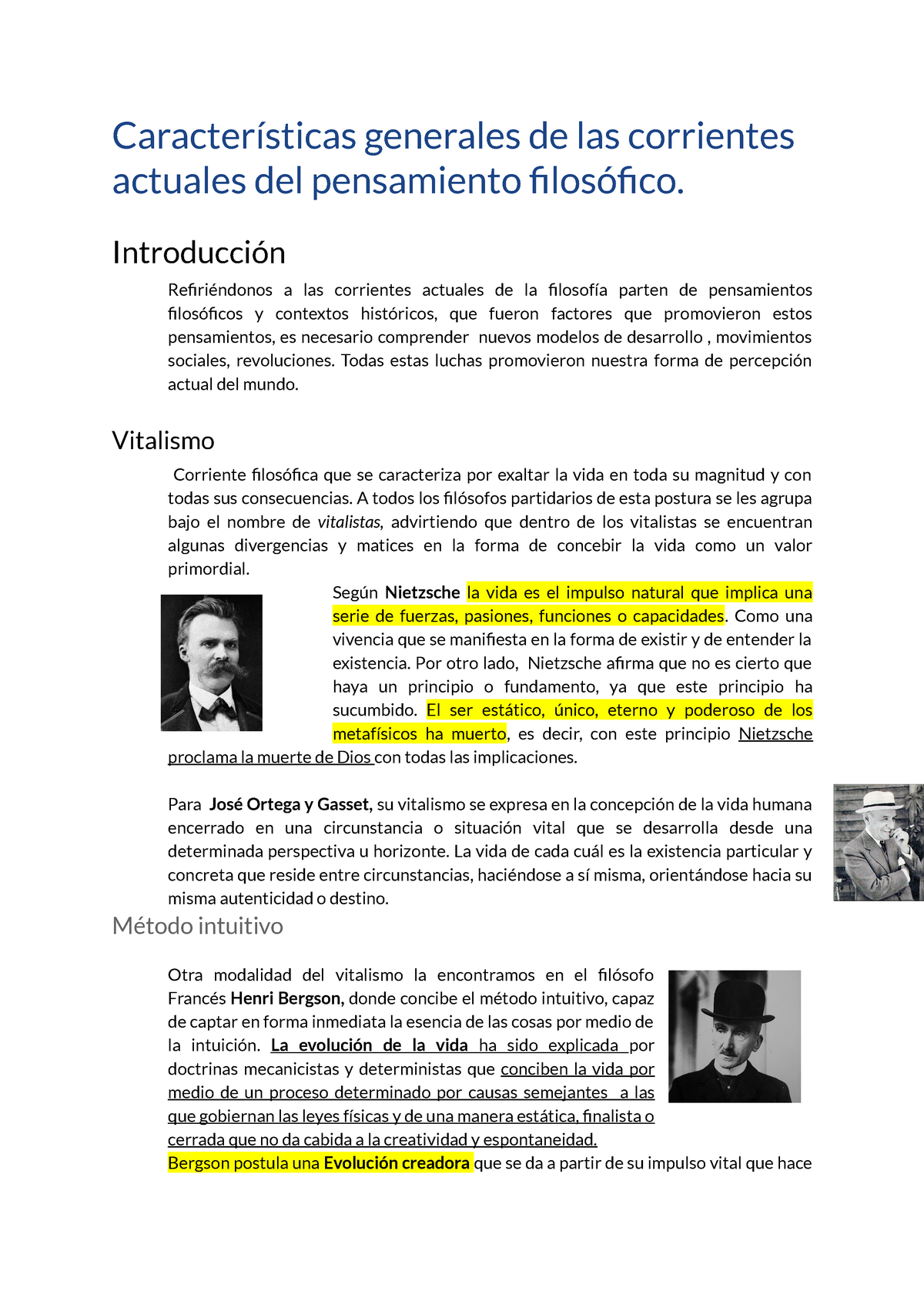 Características Generales De Las Corrientes Actuales Del Pensamiento