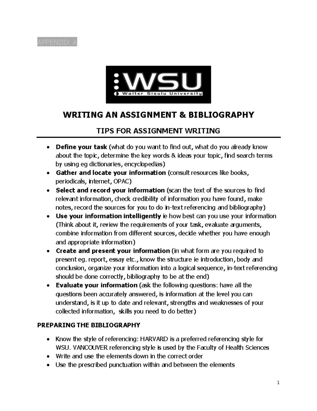 UNIT 7 - Assignment Writing - Copy - APPENDIX A WRITING AN ASSIGNMENT ...
