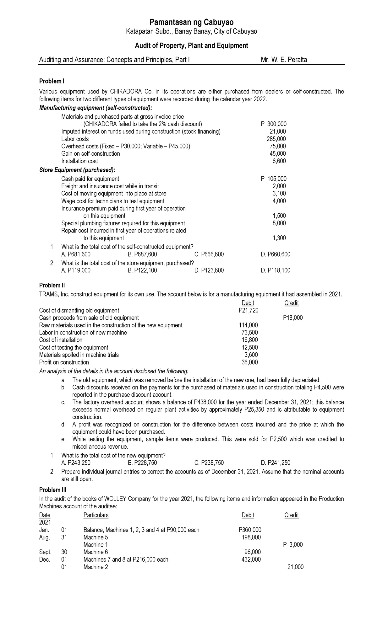 HO - 05 Audit of PPE (20230404164922) - Pamantasan ng Cabuyao Katapatan ...