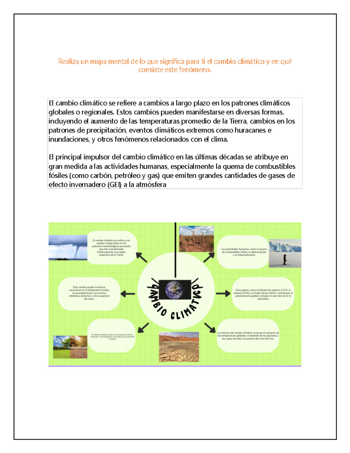 Cambio climatico quimica - Realiza un mapa mental de lo que significa ...
