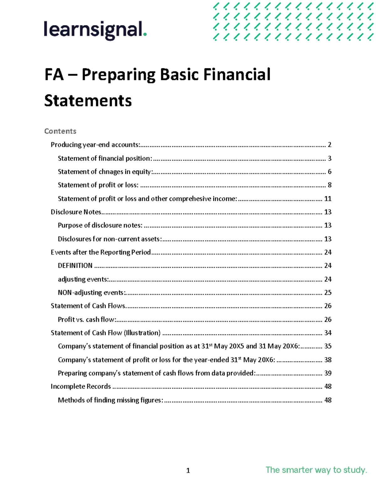 FA - SUMMARIES OF LECTURES FORM - FA – Preparing Basic Financial ...