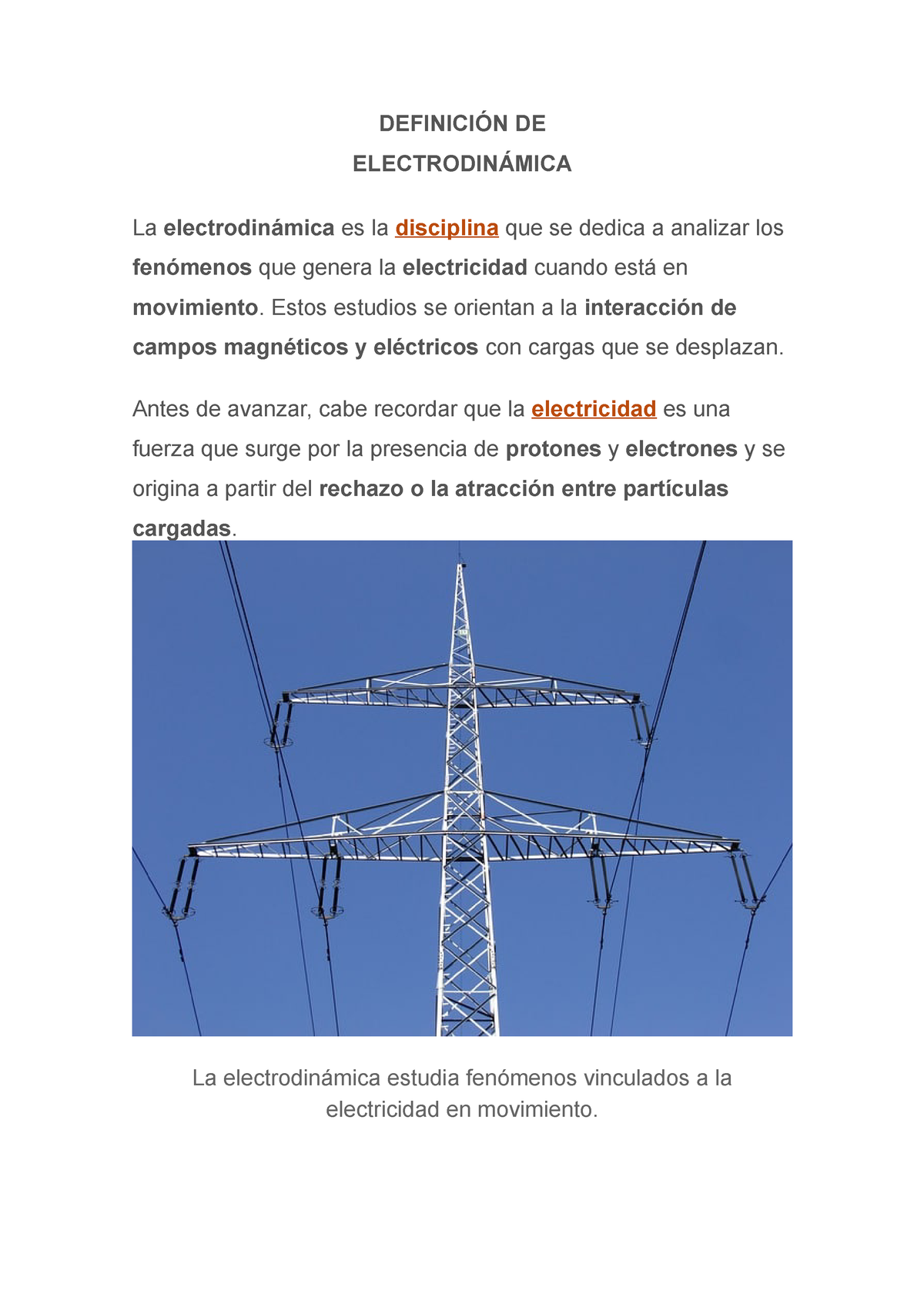 Definición DE Electrodinamica - DEFINICIÓN DE ELECTRODINÁMICA La ...