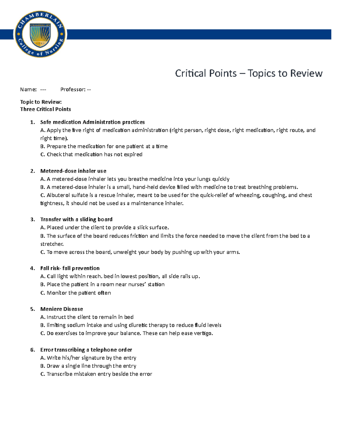 CP-Safety and Infection control - NR 446 Collabora琀椀ve: Cri琀椀 ...