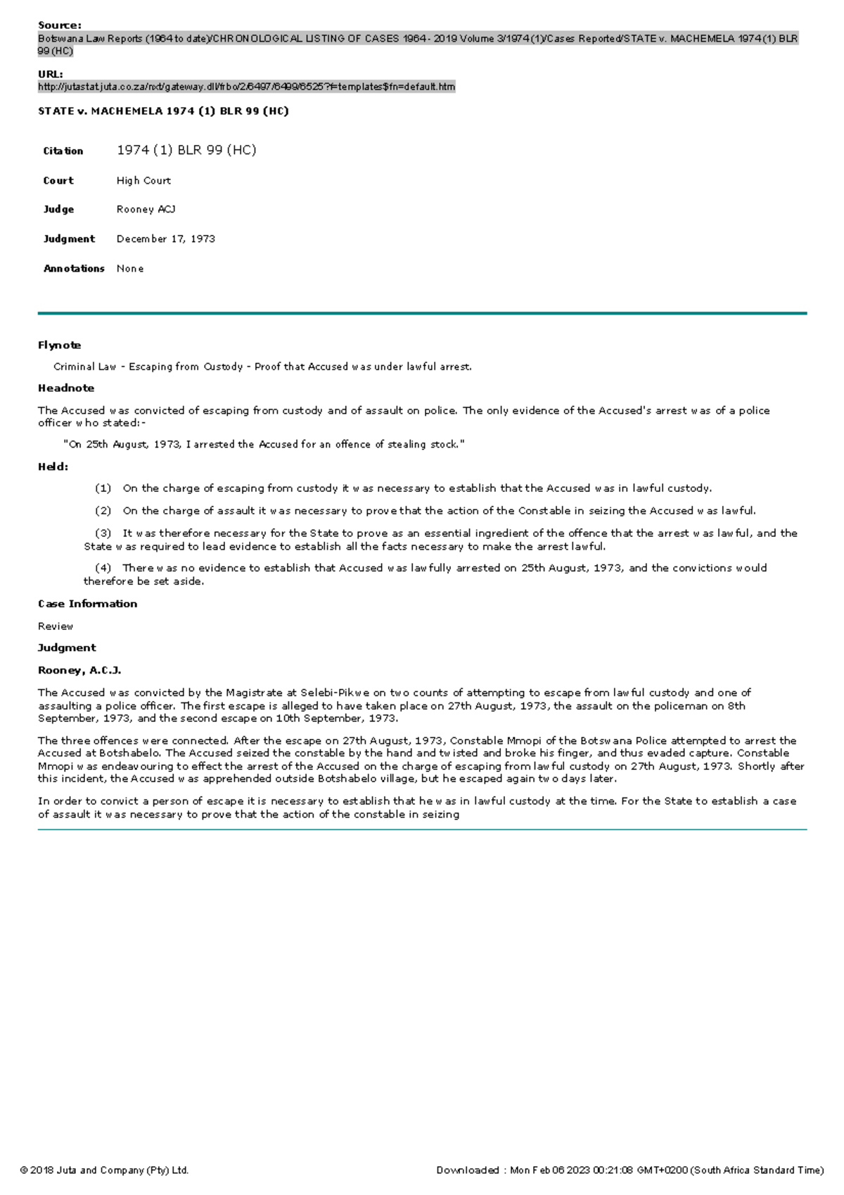 State v Case law Source Botswana Law Reports (1964 to date