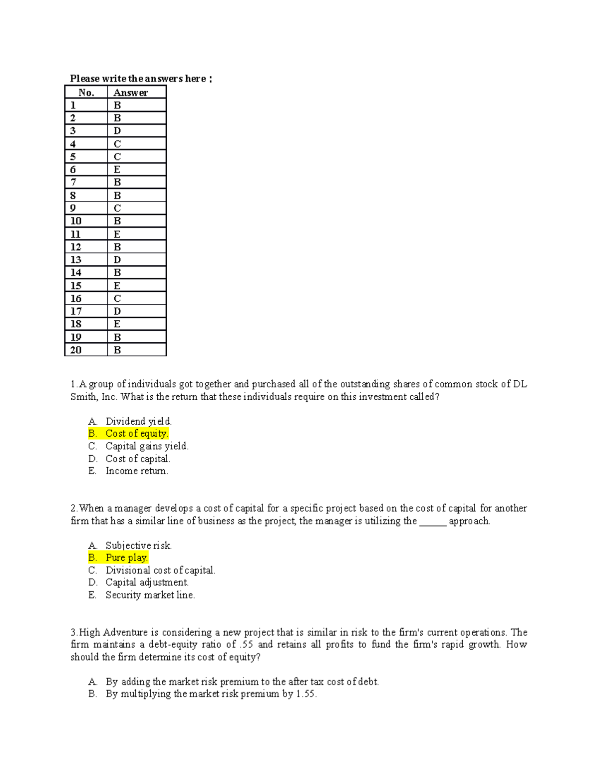 finance homework answers