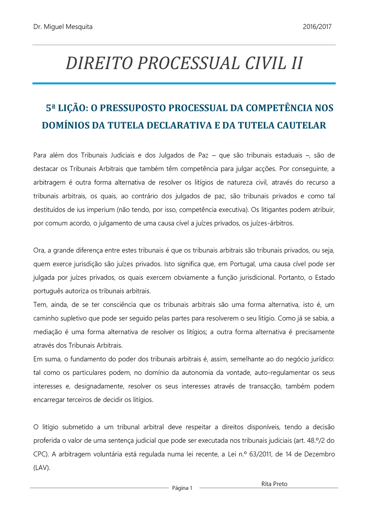 Direito Processual Ii Resumos Direito Processual Civil Ii 5™ Li√o O Pressuposto Processual 2261