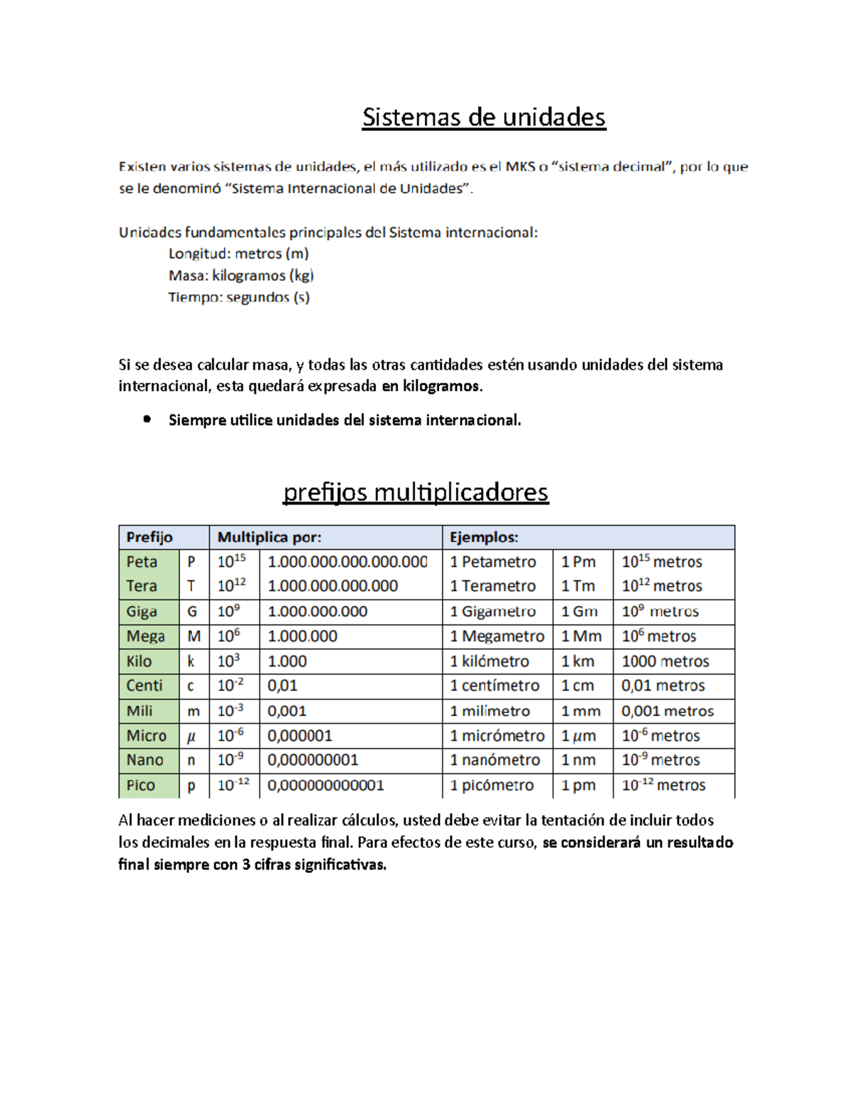 Sistemas De Unidades Fisica Sistemas De Unidades Si Se Desea Calcular Masa Y Todas Las