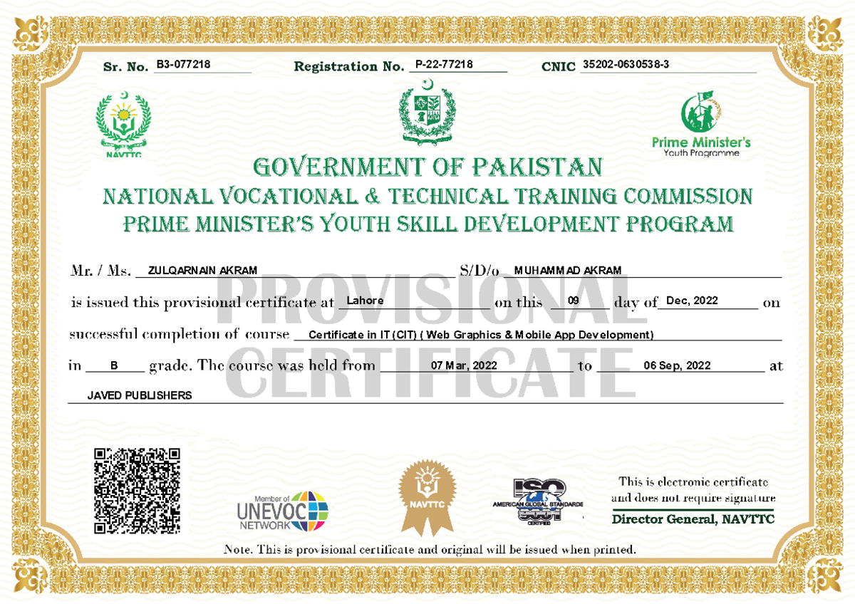 Zulqarnain Akram CIT Document - Computer science - B3-077218 P-22-77218 ...