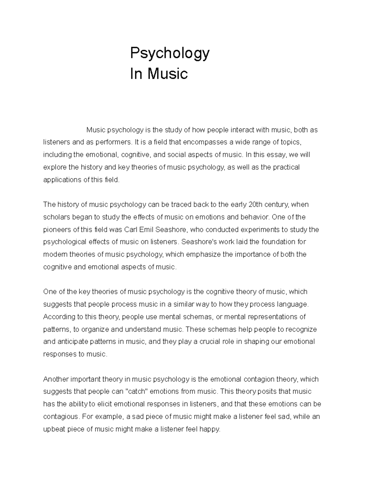 music psychology essay