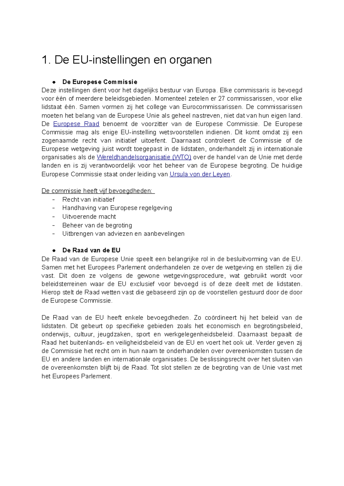 HF3: Instellingen Van De EU Korte Samenvatting Examen - 1. De EU ...