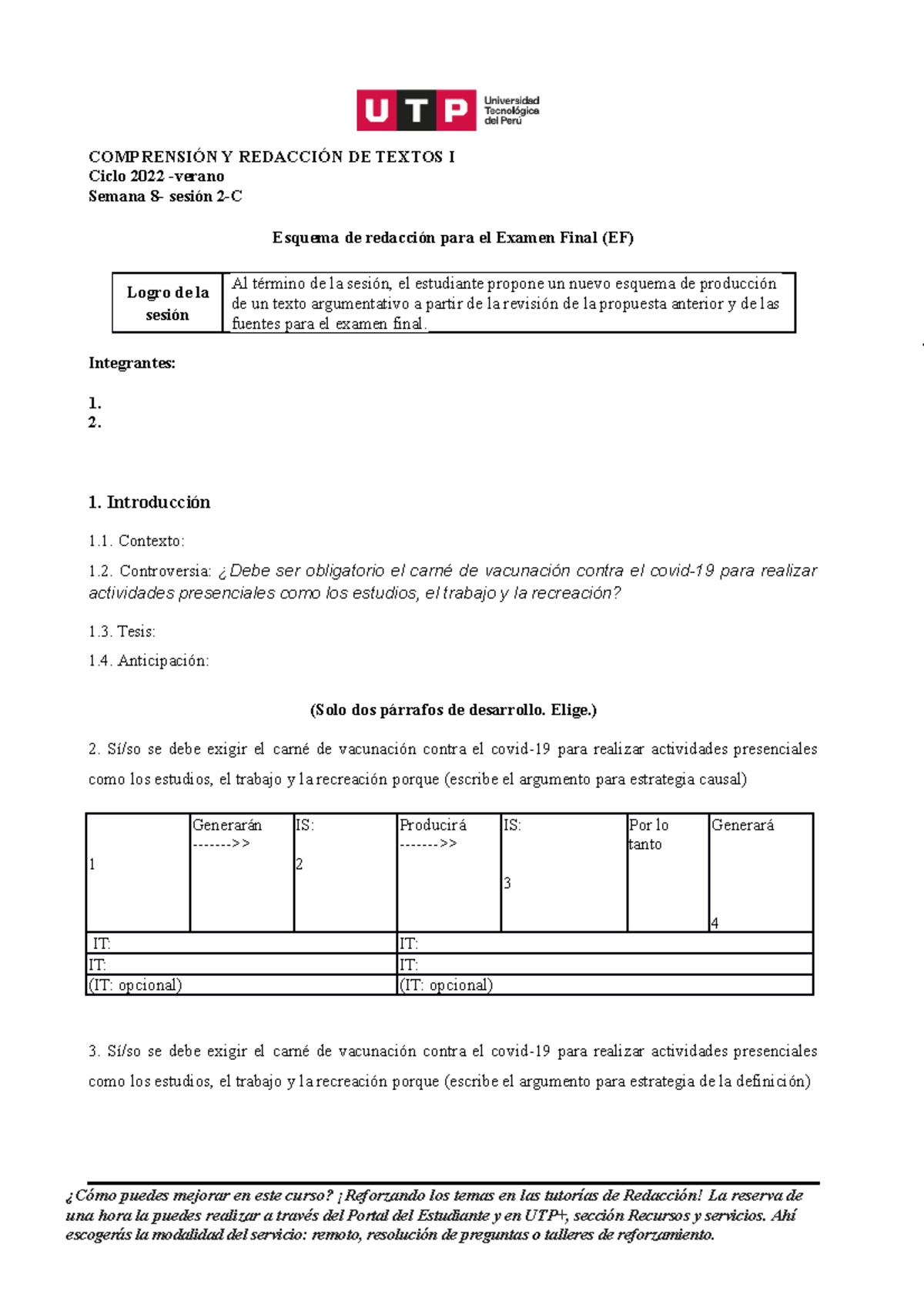 S08.s2-C Esquema Para EF-1 - COMPRENSIÓN Y REDACCIÓN DE TEXTOS ICiclo ...