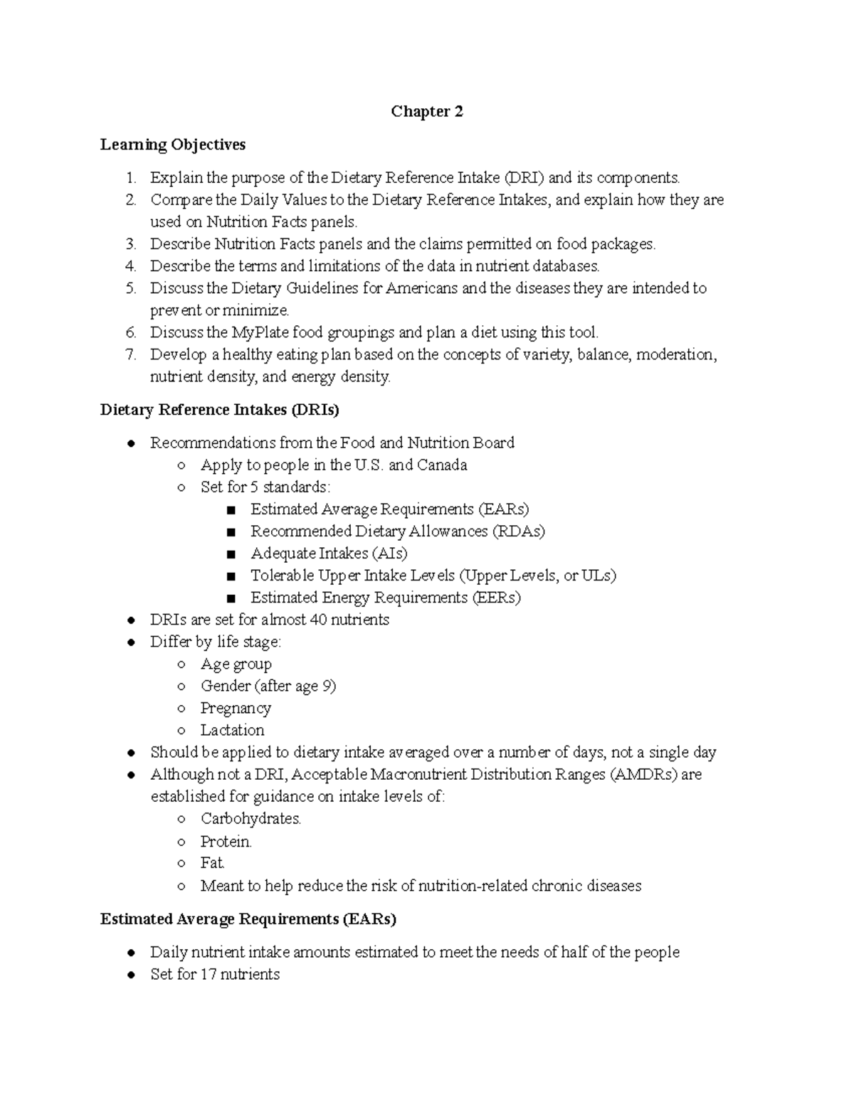 Chapter 2 Notes - Chapter 2 Learning Objectives Explain the purpose of ...