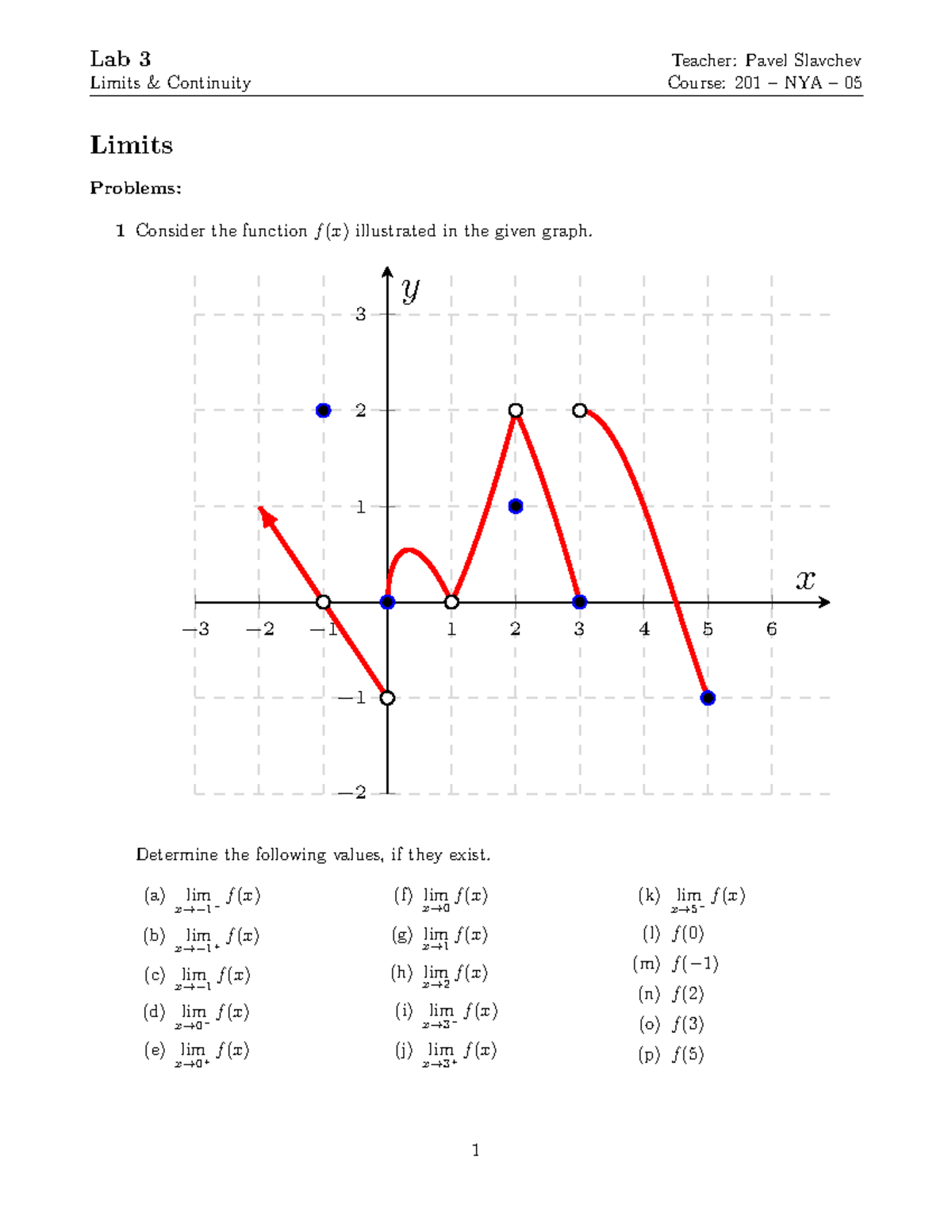 Calculus 1 - Lab 3 - Limits & Continuity - Limits & Continuity Course ...