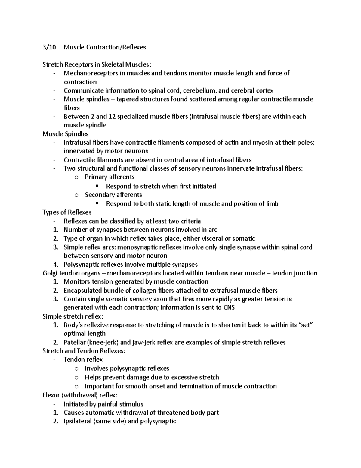 Muscle Contraction: Reflexes - 3/10 Muscle Contraction/Reflexes Stretch ...