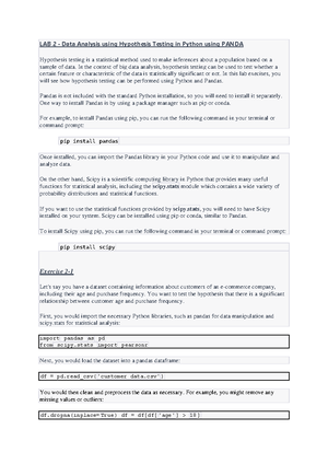 Lab 3 - Statistical Analysis Using Panda in Python - Statistics in ...