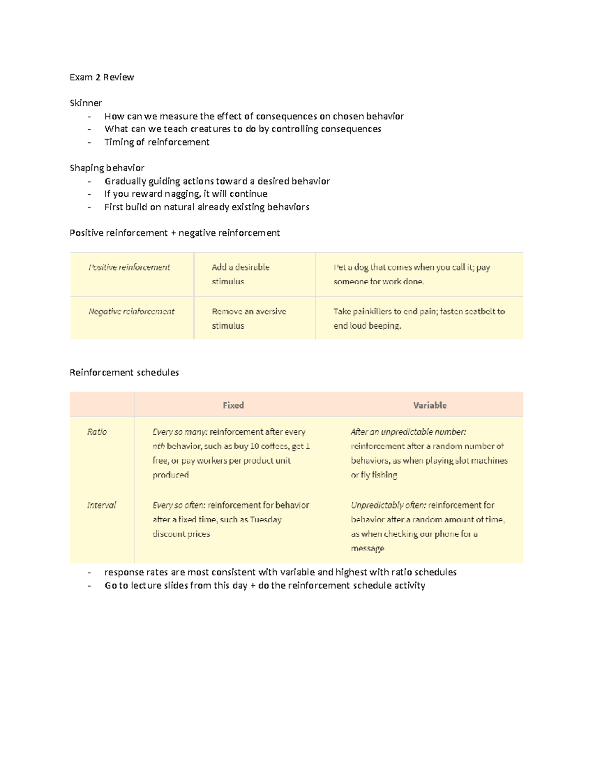 Exam 2 Review - Summary Of Key Concepts For Exam 2 - Exam 2 Review ...