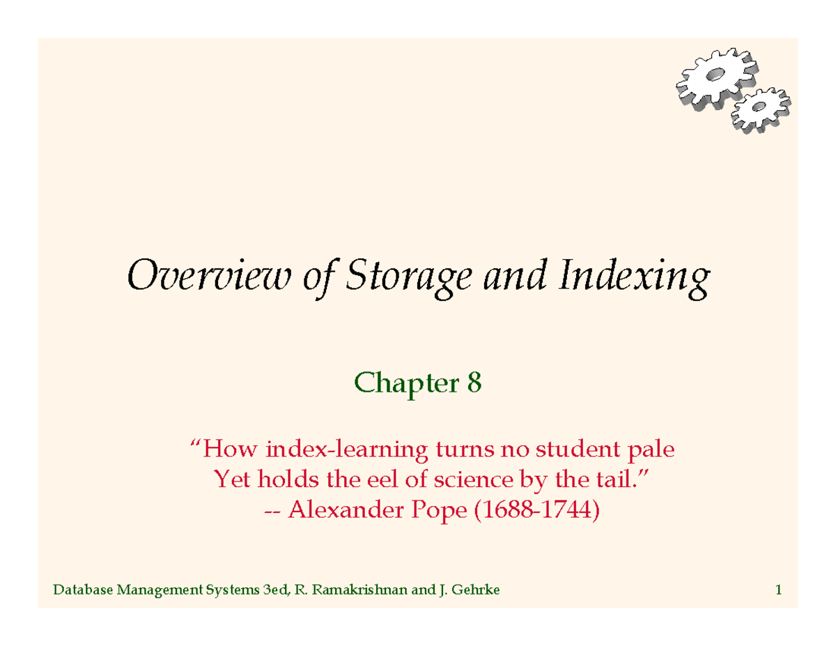 Dbms5 - Overview of Storage and Indexing Chapter 8 “How index-learning ...